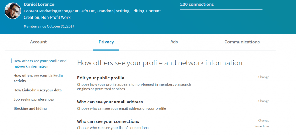 A screenshot of LinkedIn's 