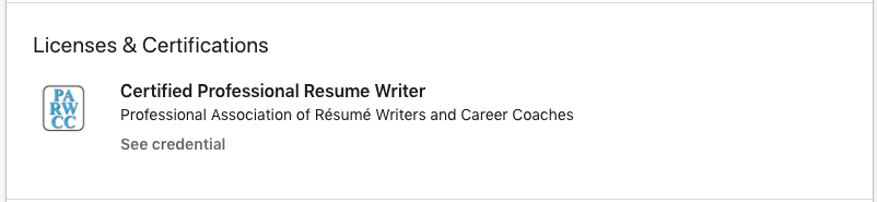 A screenshot of a certification on LinkedIn, demonstrating how licenses and certifications to not list on a resume certifications section.