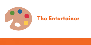 A graphic with a paint pallete icon and the title "The Entertainer",  illustrating 1 of 6 cover letter tone profiles.