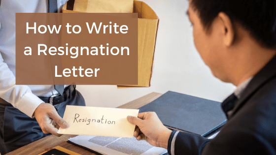 A title graphic featuring a photo of a man handing another man a letter labeled "Resignation" and an alternate version of the article's title: "How to Write a Short Resignation Letter (with Samples)"