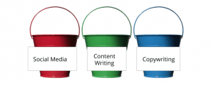 An image of three buckets labelled 