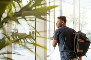 man with backpack