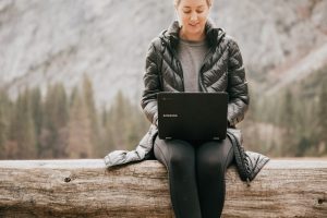 woman on computer