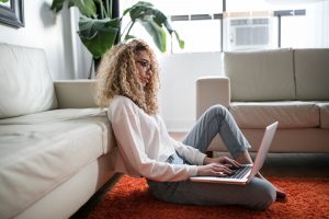 person on computer