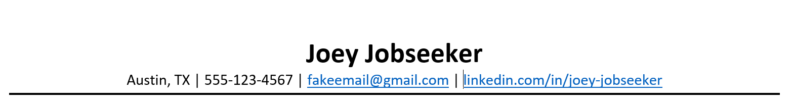 address on resume example 1