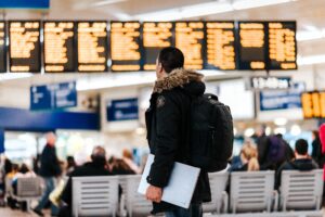 person at train station