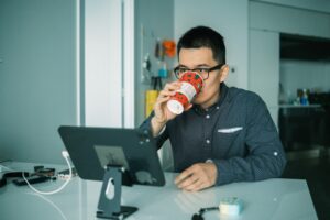 man looking at a screen