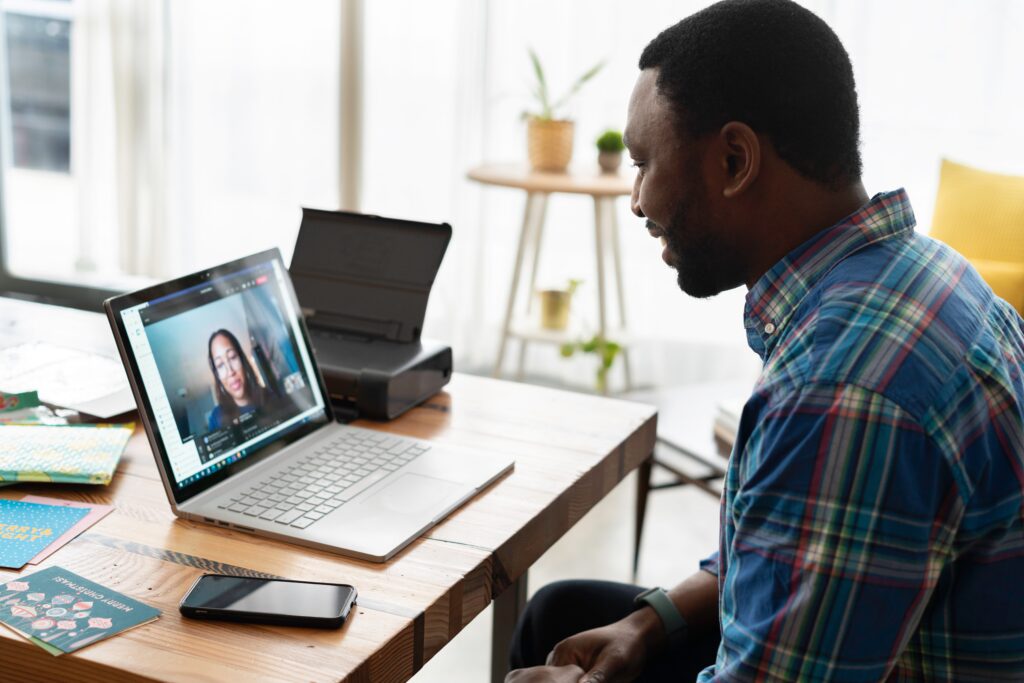 Man on zoom call