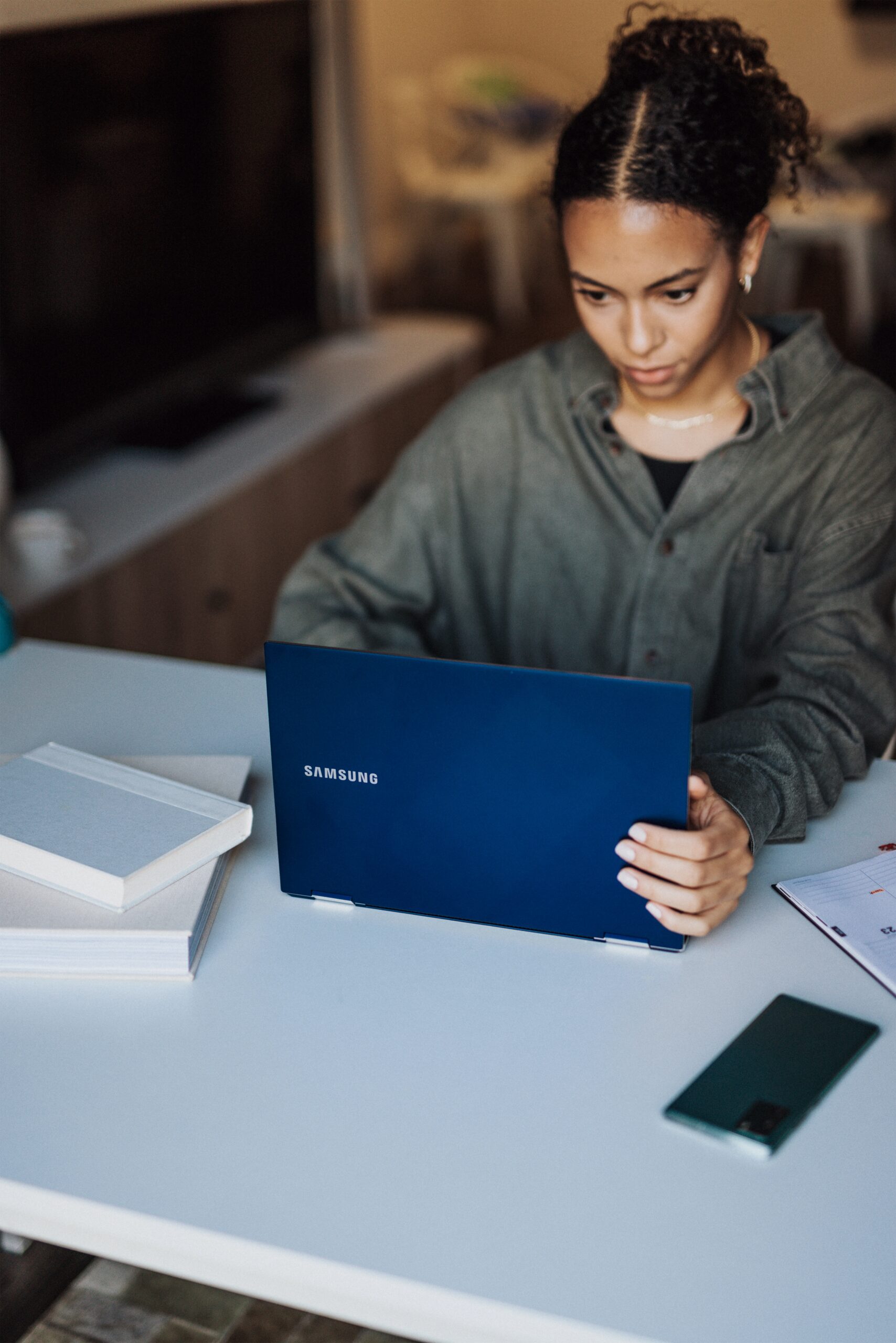 woman on computer