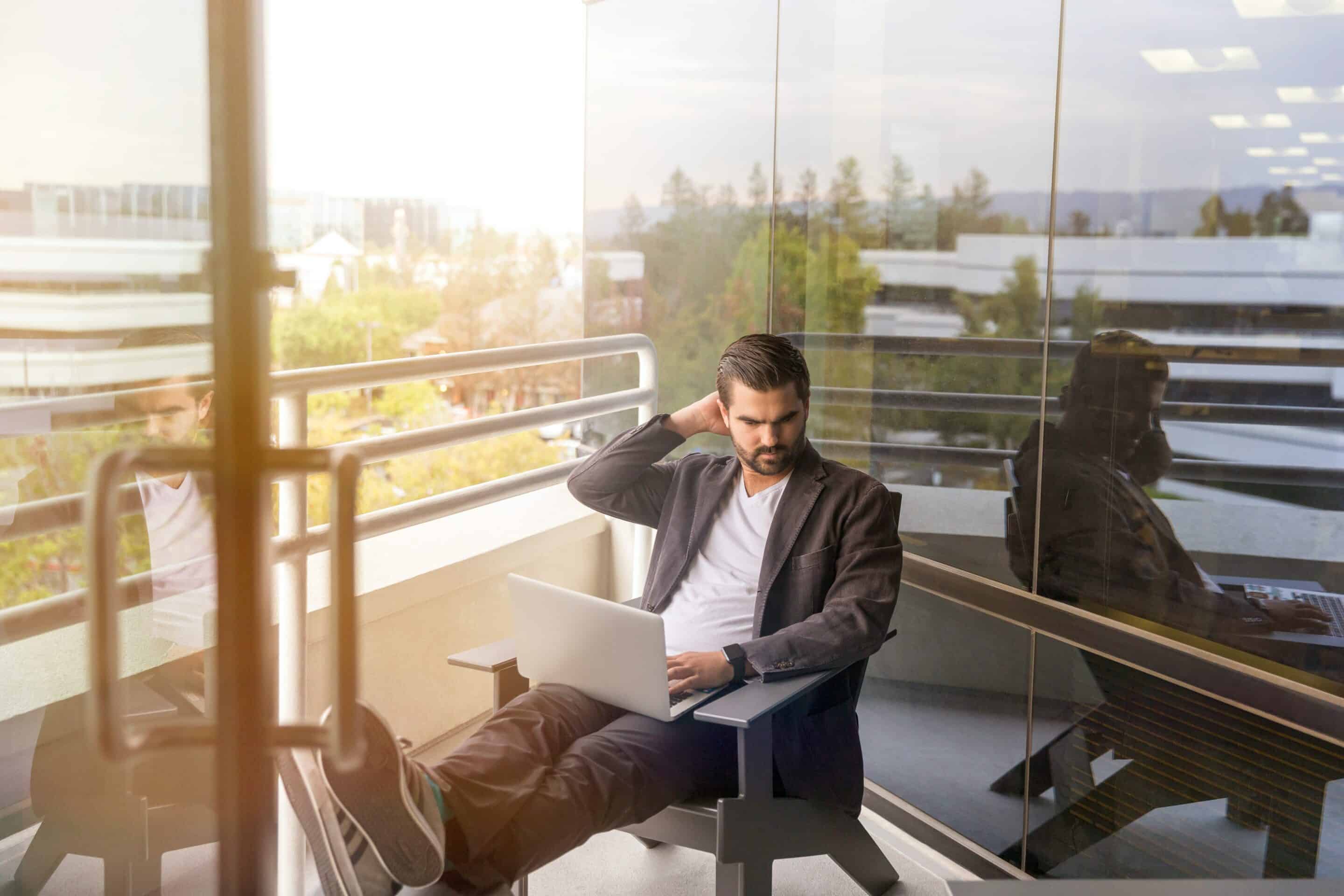 man on computer